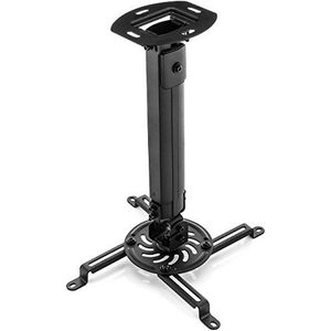 deleyCON Universele Projectorbeugel Plafondbeugel +-15° Kantelbaar - 360° Draaibaar - tot 13,5 kg - in Hoogte Verstelbaar 380 mm - 580 mm - Kabelgeleiding - Zwart