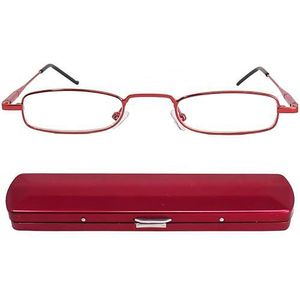 Mini - Slanke Leesbril - Rood - Metal Montuur - GRATIS Slim-Fit Cilinder Kokertje