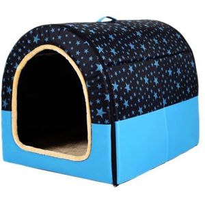 Extra groot 2-in-1 hondenhuis bed, jumbo XL huisdier hond bed tent angstverlichting kalmerende hondenkennel kattengrot iglo winter warm huisdier nest (L-60 x 48 x 43 cm, G)