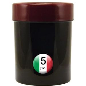 Spittoon kunststof - Set nr. 5 stuks - Mod. CONE 10 Black & Bordeaux – capaciteit 1,0 l. - Kleur zwart & bordeAUX - door DvM