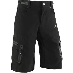 Men's Cargo Shorts Heren Fietsshort Loose Fit MTB Shorts Waterafstotend Outdoor Sport Broek Met Zakken Work Shorts with Multi-Pocket(Black,M)