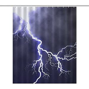 Fulmination in The Dark Blue Sky Grappige Badkamer Douchegordijnen Waterdichte Decoratieve Gift Voor Badkamer Thuis Slaapzaal