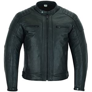 Motorjas heren leer met pantser - Echt CE gepantserd (EN 1621-1) - Winter of Zomer - Gewatteerde steken - Texpeed - Zwart - M