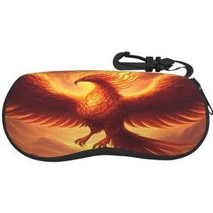 RAIZHE Mooie Phoenix lichtgewicht en zachte brillentas, zonnebriltas met haak, ritssluiting, waterdicht materiaal, 6,7 inch lang, beschermt bril, Zwart, Eén Maat