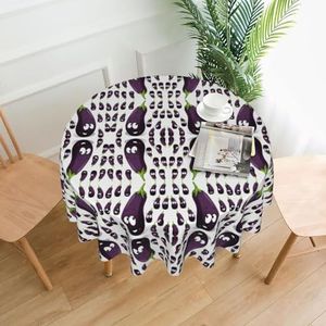 OTTKGGA Cartoon Aubergine 60 inch Ronde Tafelkleed Decoratieve Tafelhoes Waterdicht Wasbaar Feesten Bruiloften Home Decor