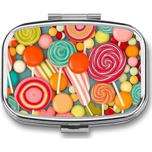Lolly's Patroon Pillendoos Pil Case Leuke Pil Organizer Pil Houder Geneeskunde Pil Organizer Pil Container Dagelijkse Pil Organizer Kleine Pillendoos Pil Case voor Portemonnee Pocket