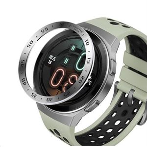 GIOPUEY Bezel Ring Compatibel met HUAWEI Watch GT2E, Bezel Styling Ring Beschermhoes, Aluminiumlegering Metalen Beschermende Horloge Ring - A-Zilver