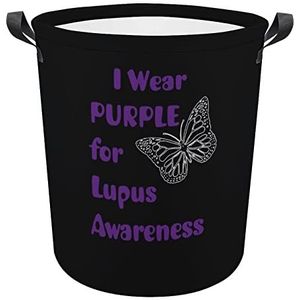 I Wear Purple for Lupus Awareness Wasmand, opvouwbare waszak, grote opbergmanden met duurzaam handvat
