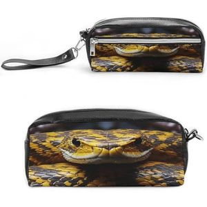 MNVTSKOP Gele Snake Make-uptas Kleine Cosmetische Reistas Draagbare Briefpapier Organizer voor Vrouwen Leraar