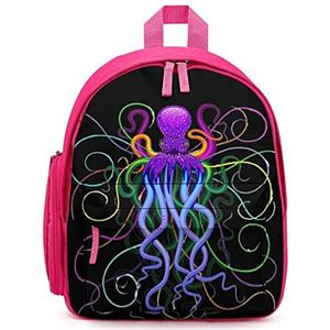Elegante Gekleurde Elegante Octopus Rugzak Gedrukt Laptop Rugzak Schoudertas Causale Reizen Dagrugzak voor Mannen Vrouwen Roze Stijl