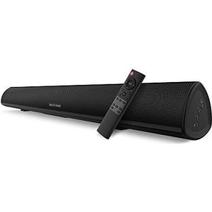 Soundbar, Bestisan Soundbar bedrade en draadloze Bluetooth 5.0-luidspreker voor tv (28 inch, optische kabel inbegrepen, DSP, basverstelbaar, wandmontage)