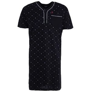 Henry Terre Heren nachthemd korte mouwen zomer slaapshirt pyjama top maat M-3XL, zwart, L