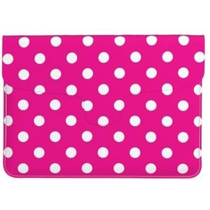 Witte Polka Dots Roze, Lederen Laptop Sleeve, Notebook Tas Laptop Case Sleeve Tablet Aktetas