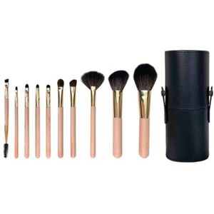 Multifunctionele Make-upborstel Make-upkwastenset 10 Stuks For Concealer, Oogschaduw, Blush En Gezichtscontourkwastenset Oogmake-up Kwasten voor Dames(Pink-With brush bucket)