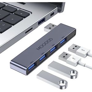 MOGOOD USB-Hub 3.0 voor laptop - Ultra-Slim Data-Splitter - Opladen niet ondersteund - Multi-Port Expander Adapter Station voor Windows PC, Mac, Printer, Flash Drive, Mobile HDD