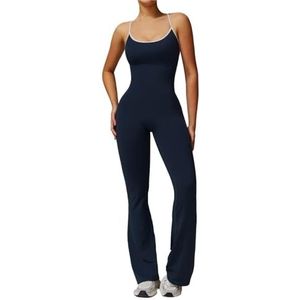 ROEUIPG Jumpsuit, gymnastiekset, yoga-kostuum, gekruiste rug, sportkleding, dames, sportpak, fitnessromper, trainingsbodysuit, yoga-pak, eendelig (blauw, XL)