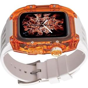 INSTR Volledig transparante behuizing Fluororubber horlogeband Mod Kit voor Apple Watch Ultra2 ultra, gemodificeerde behuizing Band Clear Bezel voor Iwatch9/8/7/6/5/4 (Color : Whiteo, Size : 49mm fo