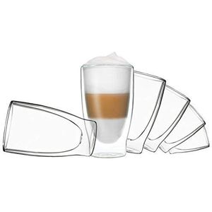 DUOS® Latte Macchiato glazen, set van 6 x 400 ml, dubbelwandige glazen, latte macchiato, dubbelwandige koffieglazen, theeglazen, cappuccinoglazen, thermoglazen, dubbelwandige espressokopjes, glas