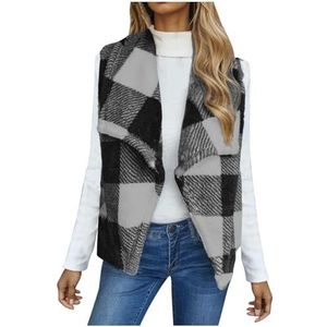 Winter Mouwloos Jas Dames Geruit Vestjasje, Mouwloos, Casual Winterwarm Jasje, Verdikt Vest Mouwloos Vest Warme(G,Large)