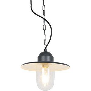 QAZQA - Industrieel Landelijke buiten hanglamp antraciet IP44 - Kansas grafiet | Buitenverlichting - Metaal Rond - E27 Geschikt voor LED - Max. 1 x 60 Watt