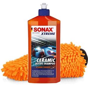 detailmate Sonax Xtreme Ceramic Wasset: Sonax Xtreme Ceramic Active-shampoo 500 ml autoshampoo + detailmate microvezel chenille washandschoen