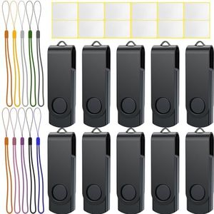 Memory Stick 10 Stuks 4 GB Uflatek USB 2.0 Flash Drives 4 GB Draaibare Thumb Drive Zwarte Pen Drive Gegevensopslag met Led Indicator