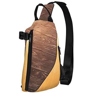 WOWBED Gitaar HoutenPrinted Crossbody Sling Bag Multifunctionele Rugzak Voor Reizen Wandelen Buitensporten, Zwart, One Size