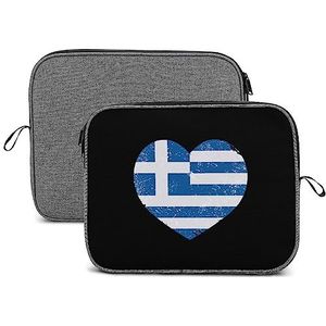 Griekenland Hart Liefde Retro Vlag Laptop Sleeve Case Beschermende Notebook Draagtas Reizen Aktetas 13 inch