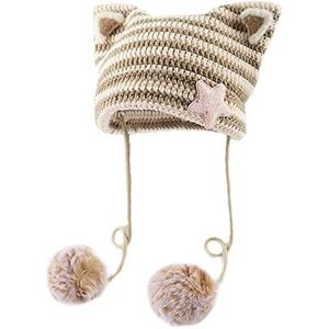 Womens Grunge Beanies Crochet Knitted Hats,Fairy Grunge Crochet Hats,Girls Fox Cat Ear Y2K Alt Headwear Accessories (B)