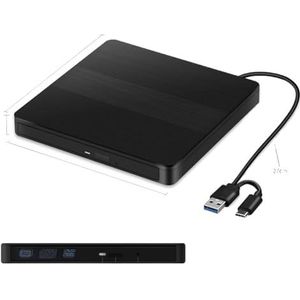 2-in-1 USB3.0 Type C slanke externe dvd-vcd-cd-brander, lezer, optische schijven for laptop, pc, draagbare dvd-brander