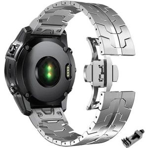 26 22mm Quick fit roestvrijstalen band for Garmin Fenix ​​8/7/7X/7XPro/6/6X/6XPro/5XPlus metalen release horlogeband(Silver,26mm For Fenix 7X 6X 5X)