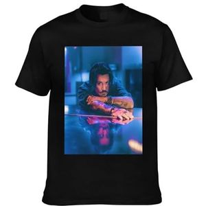 Viplili Johnny Actor Depp T-shirt Stars Graphic Tees Shirt Print Ronde hals Tops Korte Mouw T-shirt voor Mannen Vrouwen 8 Maten, Zwart, 4XL