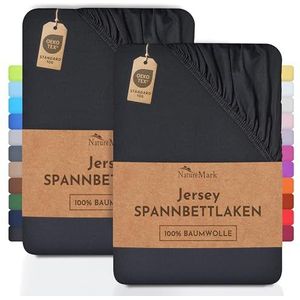 NatureMark - Jersey Hoeslaken - Zwart - 100% Katoen - 2-Pack