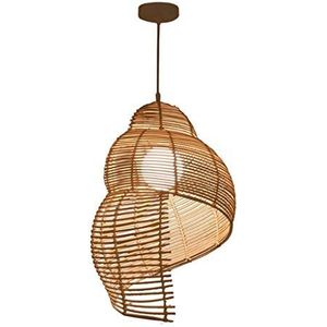 Rotan Hanglampen Bamboe Geweven Schelp Creatieve Persoonlijkheid Kroonluchter E27 Hanglijn In hoogte verstelbaar Hanglamp Restaurant Woonkamer Balkon Café Gang Bar Hanglampen, Houtkleur, 25 cm