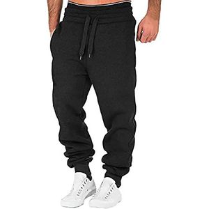KOUYA Heren joggingbroek katoen fitness sportbroek trainingsbroek slim fit broek joggers streetwear vrijetijdsbroek, zwart, XL