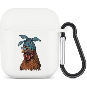 Leuke Kip Met Bandana Hoofdband Leuke Case Voor AirPods 2&1 Schokbestendige Beschermende Hoofdtelefoon Gevallen Cover Met Sleutelhanger Voor Mannen Vrouwen