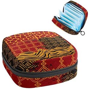 Maandverband Opbergtas,Draagbare maandverband Opbergzak,Tribe Animal Skin, Meerkleurig, 4.7x6.6x6.6 in/12x17x17 cm