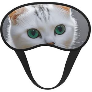 Slaapoogmasker voor dames en heren, zacht, comfortabel slaapmasker, verduisterend, slaapoogbedekking voor reizen, yoga, dutje, werk, schattige witte kat