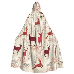 Bxzpzplj Kerst eland Print Hooded Mantel Lange Voor Carnaval Cosplay Kostuums 185cm, Carnaval Fancy Dress Cosplay