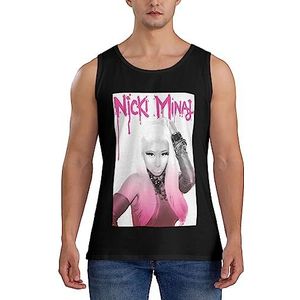 Nicki Music Minaj tanktop shirt heren body build mouwloos vest shirt running workout tank tops zwart, Zwart, M