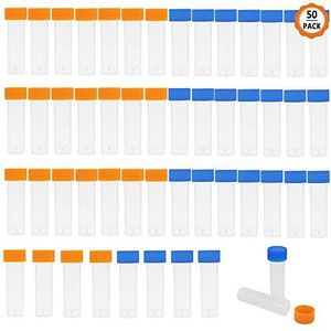 Dadabig 50 STKS Plastic Centrifuge Buizen, Cryogene Test Tube 5ML Graduated Plastic Test Tubes Graduated Marks en Schroef Cap Plastic Eenvoudige Buizen met Deksel voor Laboratorium, Blauw en Oranje