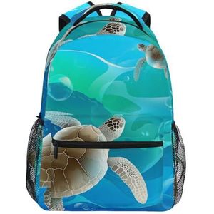 KAAVIYO Cool zeeschildpad schildpad blauwe rugzak boekentas voor jongen meisje tieners reizen laptop schoudertas voor vrouwen mannen, Kunst Mode, S
