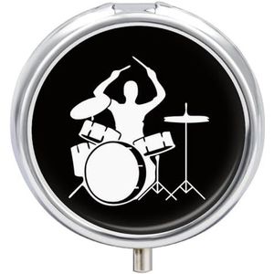 Drummer Pillendoos Waterdichte Draagbare Geneeskunde Pil Case Vochtbestendige Metalen Reizen Pillendoos met 3 Compartimenten Geneeskunde Case