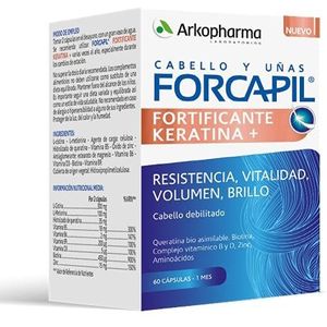 Arkopharma Forcapil Verstevigende keratine, 60 capsules, 1 maand, weerstand, vitaliteit, volume en billo, verzwakt haar, biotine en vitaminen en aminozuren, voedingssupplementen