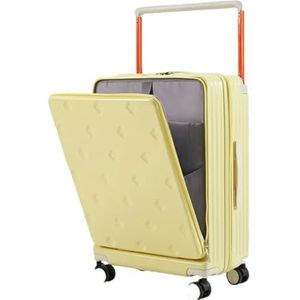 Brede trolley koffer dames Carry-On Case Front Opening Compartiment Wachtwoord Bagage, Geel, 20