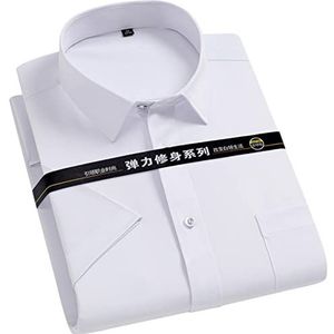 XKUN T shirts Men Short -Sleeved Dress Shirt Basic Basic Business Business Social Stretch Summer New Fashion Formal Formal Shirts-White,38 Is Asian Size M