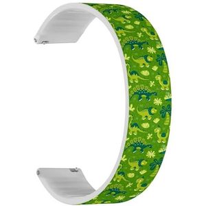 Solo Loop band compatibel met Forerunner 645/645 Music, Forerunner 55, Garmin Forerunner 245/245 Music (Dinosaurs Tropical Leaves), quick-release 20 mm rekbare siliconen band, accessoire, Siliconen,