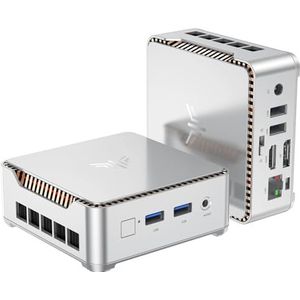 NiPoGi E2 Mini-pc, Intel Alder Lake-N97 (tot 3,6 GHz), 16 GB DDR4, 512 GB M.2 SSD, mini-desktopcomputer W-11 Pro, 4K @60Hz dual display, HDMI 2.0, DP, dual wifi, VESA-houder voor school, kantoor.