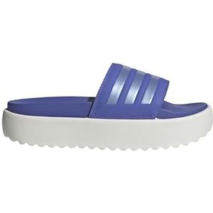 adidas Unisex Adilette Platform Slide Sandal, Semi Cobalt Blue/Blue Spark Met./White, 6 US Men