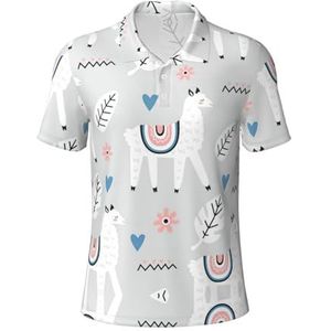 Migpkd Alpaca Heren is Golf Polo Shirts Korte Mouw Prestaties Vocht Wick Casual Print Collared Golfshirts voor Mannen, Zwart, M